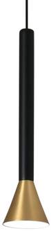 Cilindrische LED hanglamp Danka in goud satijn goud satijn, zwart