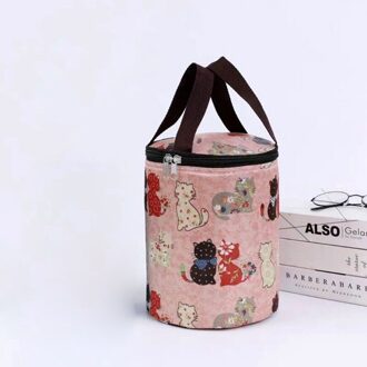 Cilindrische Lunch Tas Draagbare Thermische Geïsoleerde Lunch Box Tote Koeler Ijs Zak Ronde Bento Pouch Waterdicht Voedsel Opbergzakken F
