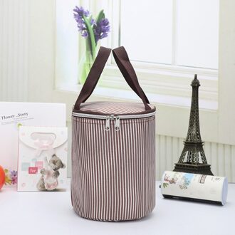 Cilindrische Lunch Tas Draagbare Thermische Geïsoleerde Lunch Box Tote Koeler Ijs Zak Ronde Bento Pouch Waterdicht Voedsel Opbergzakken