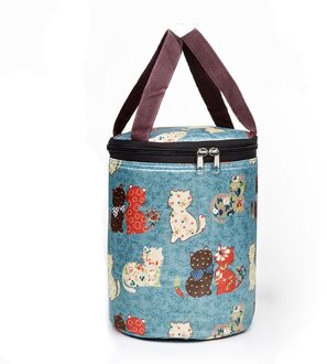 Cilindrische Lunch Tas Draagbare Thermische Geïsoleerde Lunch Box Tote Koeler Ijs Zak Ronde Bento Pouch Waterdicht Voedsel Opbergzakken