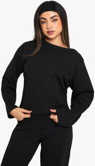 Cinched Waist Interlock Sweatshirt, Black - L