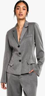Cinched Waist Tailored Blazer, Grey Marl - 36