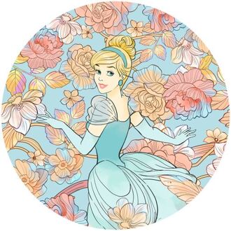 Cinderella Pastel Dreams Vlies Zelfklevend Fotobehang 125x125cm 1-deel Multikleur