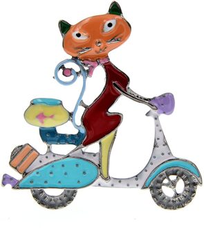 Cindy Xiang Leuke Kat Kitty Fish Broches Voor Vrouwen Cartoon Stijl Motorfiets Pin Badages 5 Kleuren Beschikbaar oranje