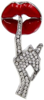 Cindy Xiang Worden Rustige Gebaar Broche Rhinestone Hand Red Lip Pin Mode Sieraden Vrouwen En Mannen Pak Accessoires zilver