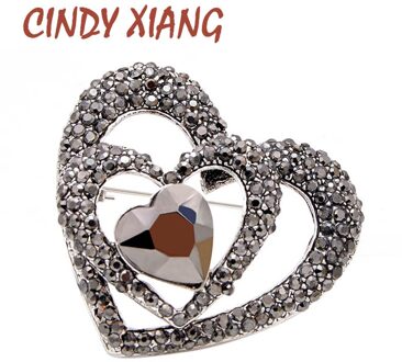 Cindy Xiang Zwart Strass Hart Broches Voor Vrouwen Mode Bruiloft Elegante Jas Accessoires Mom 'S Sieraden Jas Accessoires