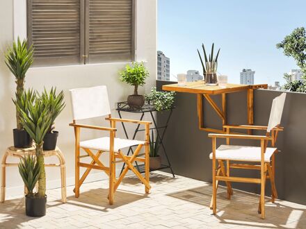 CINE - Tuinstoel set van 2 - Lichte houtkleur - Polyester Bruin