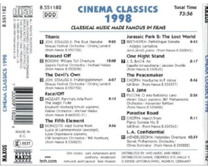 Cinema Classics 1998 - V/a (various Artists)