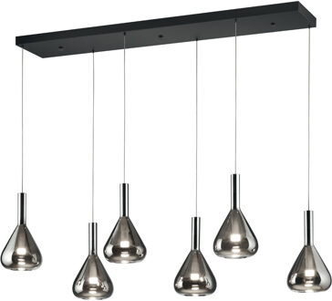 CINQUE LED Hanglamp - Cinque Cipera - 6 Lichtpunten van 5.6 Watt - Dimbaar - Aanpasbare Lichtkleur - Hoogte Aanpasbaar - Mat Zwart - Metaal Zeer Warm Wit;Warm wit;Natuurlijk wit