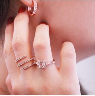 Circle Hoop Earrings - Oostenrijks kristal Wit en roségoud