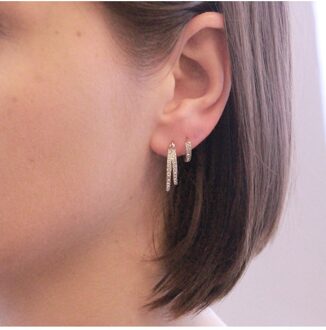 Circle Hoop Earrings - Oostenrijks kristal Wit Zilver
