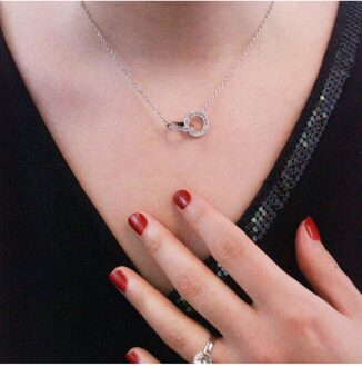 Circle Hoop Hangers - Oostenrijks kristal Wit Zilver - One Size