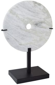 Circle Ornament op Voet - Marmer - Metaal - Ø30 Wit