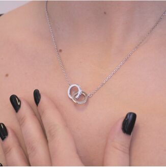 Circle Twin hangers - Oostenrijks kristal Wit Zilver