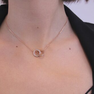 Circle Twin hangers - roségoud en kristal