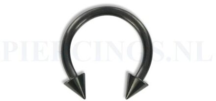 Circulair barbell zwart 1.6 mm spikes 10 mm