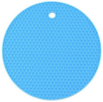 Circulaire Honingraat Siliconen Isolatie Mat Verdikte Anti-Slip Isolatie Mat Keuken Tafel Kussen licht blauw