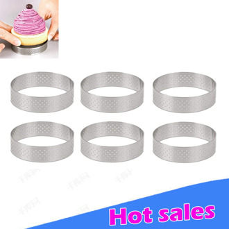 Circular Stainless Steel Porous Tart Ring Bottom Tower Pie Cake mold Baking Tools Heat-Resistant Perforated Cake Mousse Ring