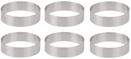 Circular Stainless Steel Porous Tart Ring Bottom Tower Pie Cake Mould Baking ToolsHeat-Resistant Perforated Cake Mousse Ring, 8c