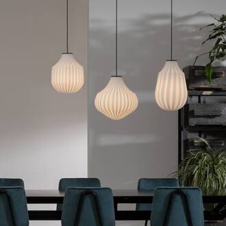 Circus hanglamp 32 cm, van witte glas wit, zwart mat