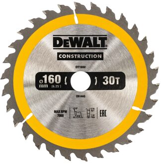 Cirkelzaagblad 160x20x30t, positief 10°, kerf 2,5mm - DT1932-QZ