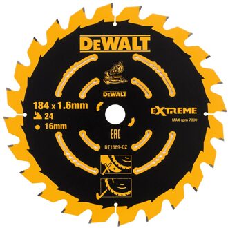 Cirkelzaagblad 184x16x24t, wisseltand, positief 7°, kerf 1,65mm - DT1669-QZ