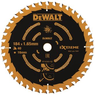 Cirkelzaagblad 184x16x40t, Finish, kerf 1,65mm - DT10303-QZ
