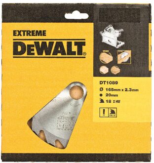 Cirkelzaagblad (accu/invalzaag), 165x20x18t, wisseltand, kerf 2,0mm, Snel langszagen - DT1089-QZ