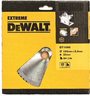 Cirkelzaagblad (accu/invalzaag), 165x20x54t, trapezium, kerf 2,0mm, Aluminium - DT1088-QZ