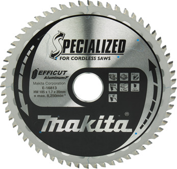 Cirkelzaagblad Aluminium | Efficut | 185x30mm 60T 0g - E-16813 E-16813