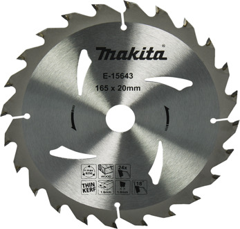 Cirkelzaagblad Hout | 165x20x1,6 24T 18g - E-15643 - E-15643
