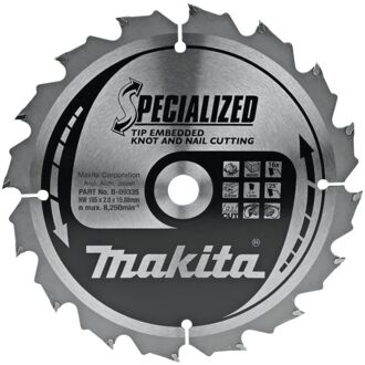 Cirkelzaagblad Hout | Noest/Spijker Embedded Tip 185x15,88x2,0 16T 25g - B-09335