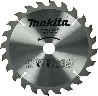 Cirkelzaagblad Hout | Standaard, 165x20x2,0 24T 3g - D-52560 - D-52560