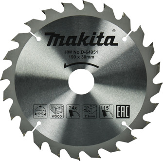Cirkelzaagblad Hout | Standaard, 190x30x2,2 T24 15g - D-64951 - D-64951