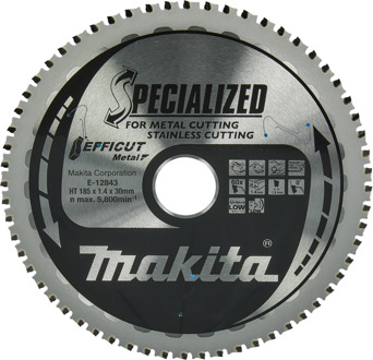 Cirkelzaagblad RVS/Staal | Efficut 185x30x1,4 60T 0g - E-12843 E-12843