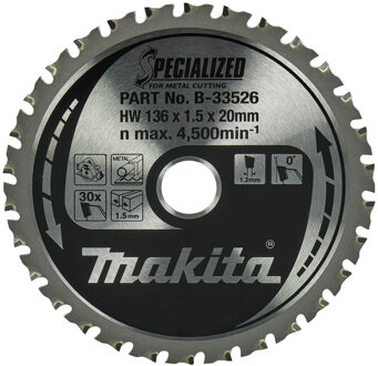 Cirkelzaagblad Zacht Staal Specialized 136x20x1,5 30T - B-33526