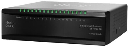 Cisco SF100D-16 Onbeheerde netwerkswitch Zwart
