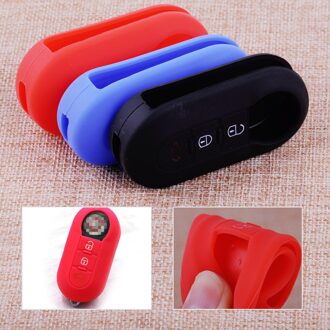 Citall Zachte Siliconen 3 Knoppen Auto Slimme Afstandsbediening Sleutel Cover Case Shell Fit Voor Fiat 500 rood