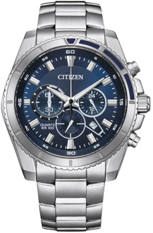 Citizen Blauw Stalen Quartz Horloge 10Atm Citizen , Gray , Heren - ONE Size