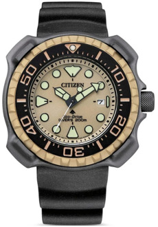 Citizen Heren Quartz Crème Horloge met Zwarte Siliconen Band Citizen , Gray , Heren - ONE Size