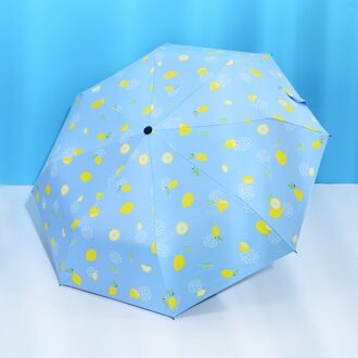 Citroen Cartoon Parasol Anti-Uv Zonnebrandcrème Fold Parasol Winddicht 3 Vouwen Zonnige en Regenachtige Paraplu voor Kids blauw