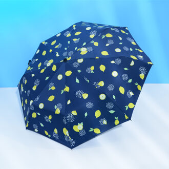 Citroen Cartoon Parasol Anti-Uv Zonnebrandcrème Fold Parasol Winddicht 3 Vouwen Zonnige en Regenachtige Paraplu voor Kids marine