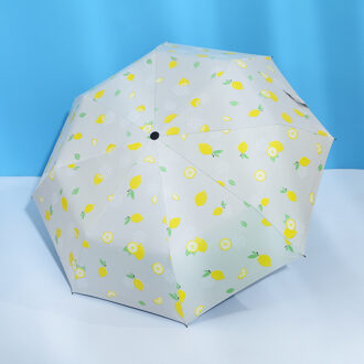 Citroen Cartoon Parasol Anti-Uv Zonnebrandcrème Fold Parasol Winddicht 3 Vouwen Zonnige en Regenachtige Paraplu voor Kids wit