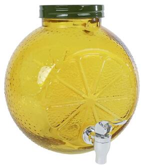 Citroen Drankdispenser glas 19x19x24,5cm geel