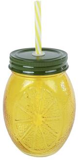 Citroen Drinkglas met rietje geel