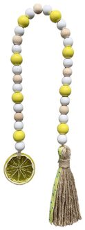 Citroen Hout Bead Garland Boerderij Rustieke Kralen Met Jute Buffalo Plaid Tassles Hout Bead Garland Set Boerderij Decor 2