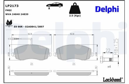 Citroen Jeu De Plaquettes De Frein LP2173
