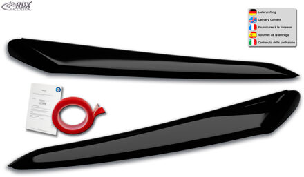 Citroen Koplampspoilers passend voor Jumper, Ducato, Boxer & Movano 2014- (ABS Glanzend Zwart) RDKCI02B