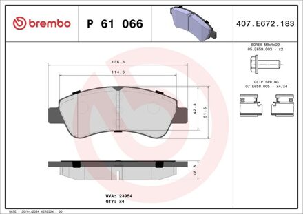 Citroen Remblokkenset, schijfrem BREMBO XTRA LINE P61066X