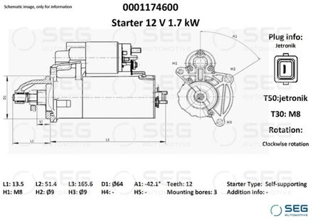 Citroen Starter Citroën 1.7 kw 0001174600